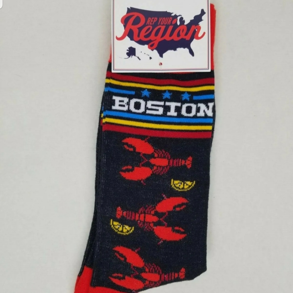 Mens Boston Lobster Print Knee High Socks Size 8-12 Rep Your Region Boston